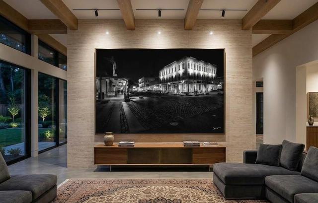 City with a soul wall display without frame in modern home