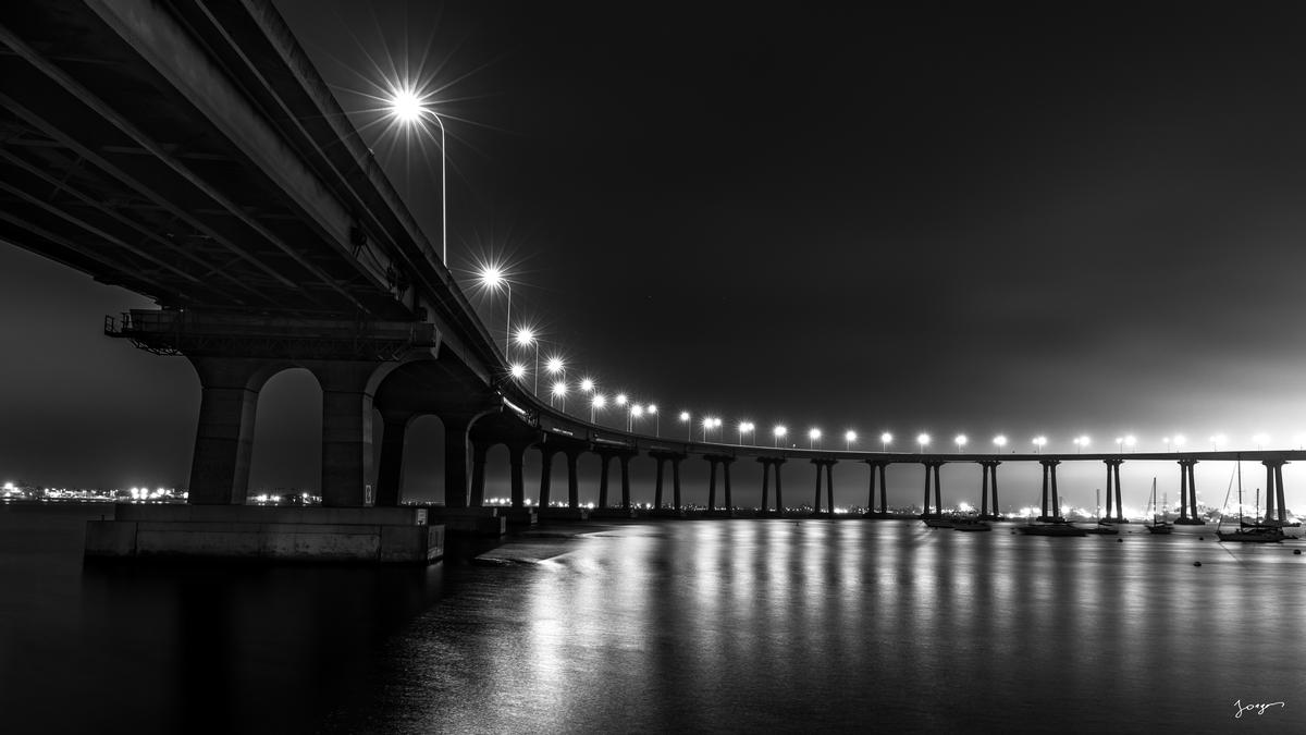 Coronado Bridge Black and White Art