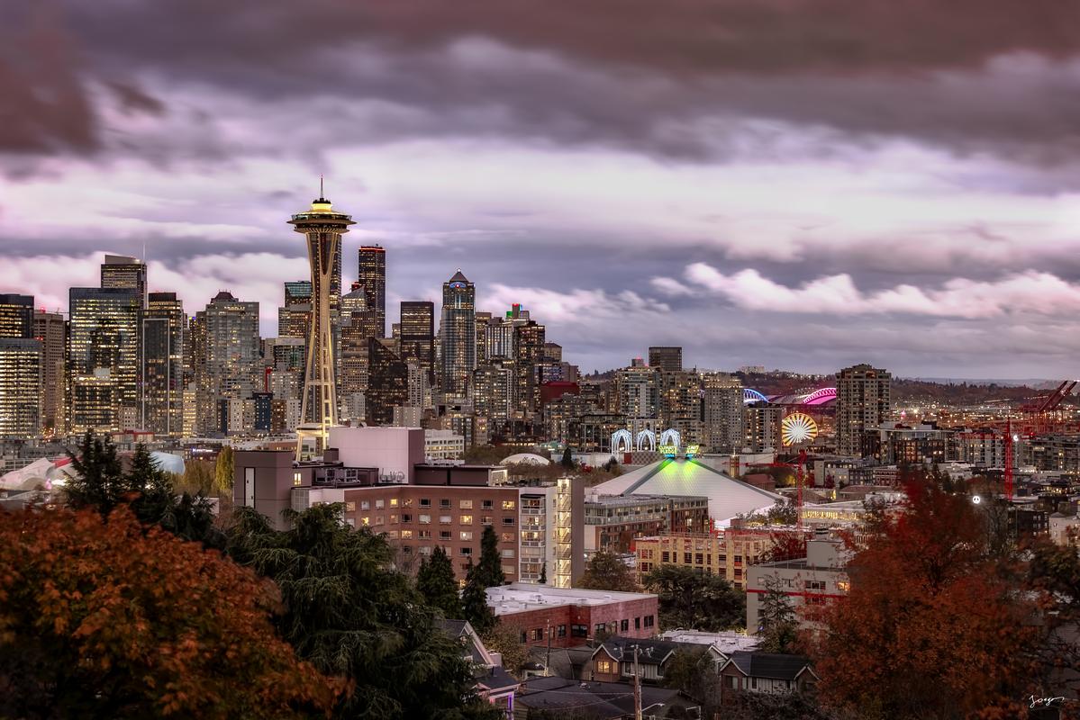 Space Needle art  places to visit view from kerry park