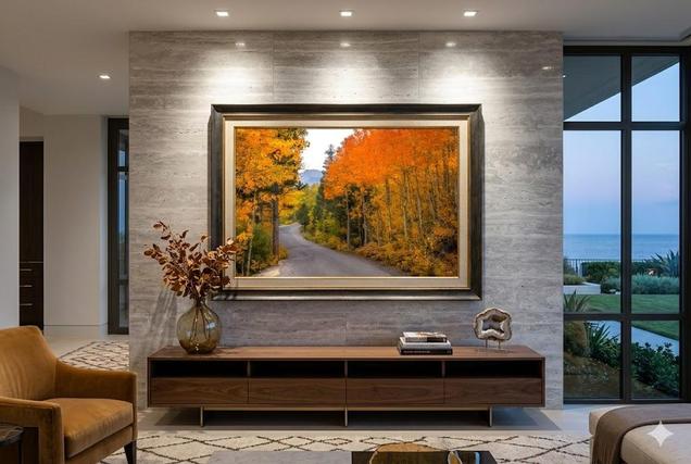Fall Delicious modern tree fine art photography print by Eddie Jongas framed on a wall in luxury home