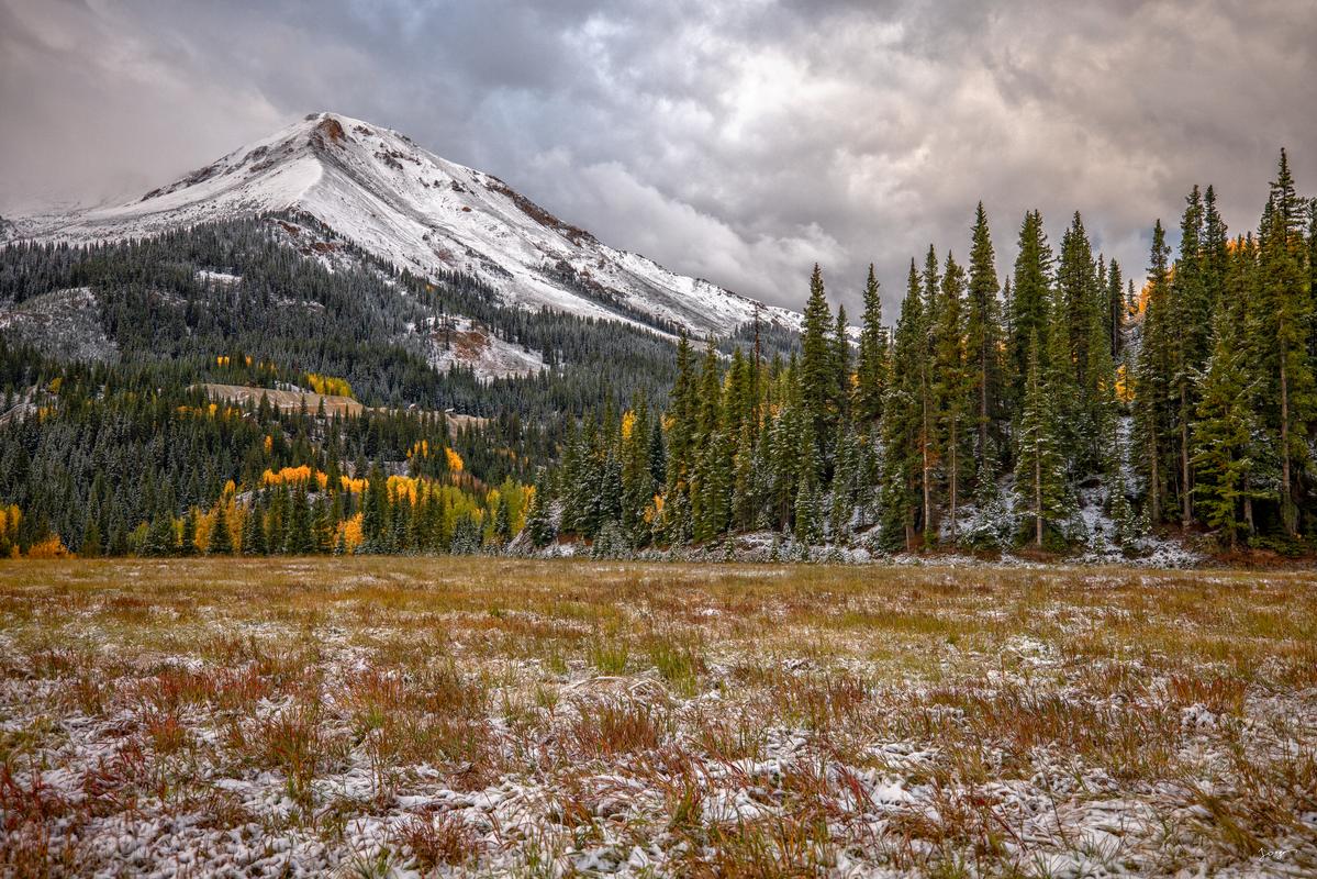 First snow in colorado landscape photography mountain trees