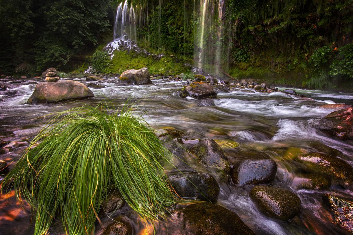 mossbrae falls large wall art river flowing and waterfall in background