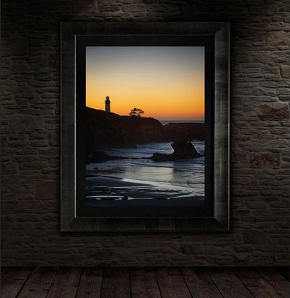 fine art photography wall display framed on brick wall in art gallery near me
