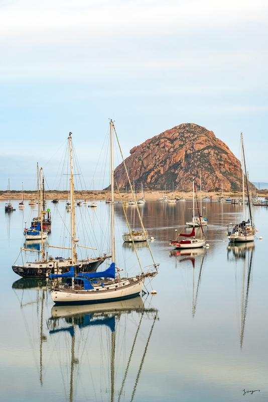 boats in morro bay on a clear day photo art