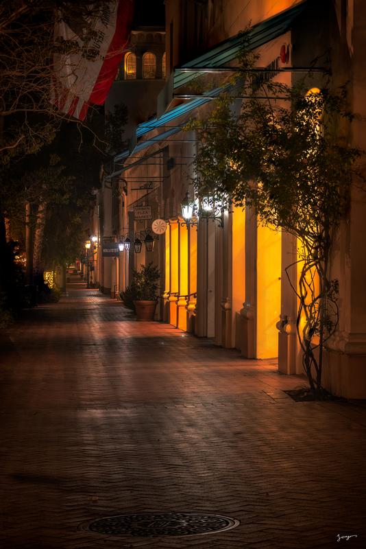 santa barbara street photography at night time