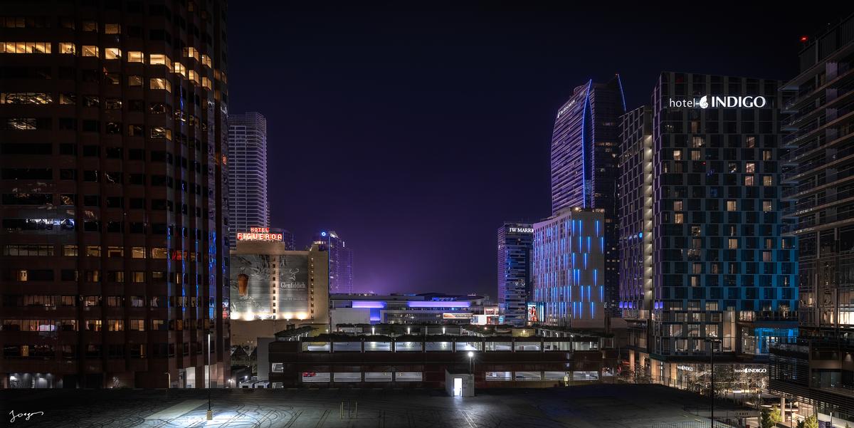 los angeles skyline downtown jw marriot ritz carlton indigo