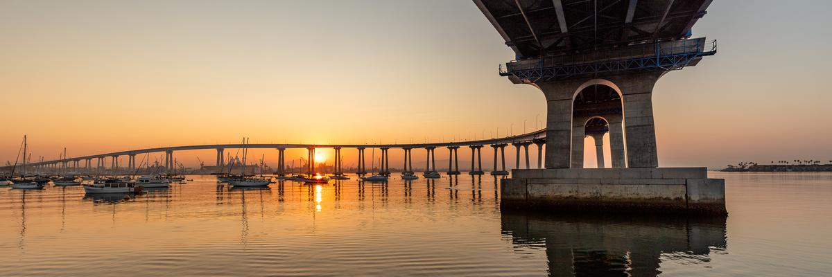 Coronado Bridge photography, San Diego sunrise photo, luxury photo prints, fine art photography prints, wall decor art for sale