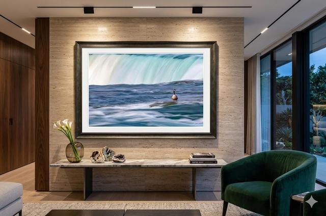 Keep Calm fine art abstract print by Eddie Jongas framed on a wall in entry room