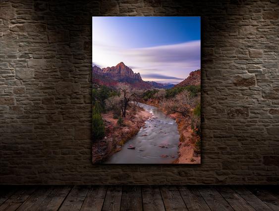 zion park art wall display  metal print brick background