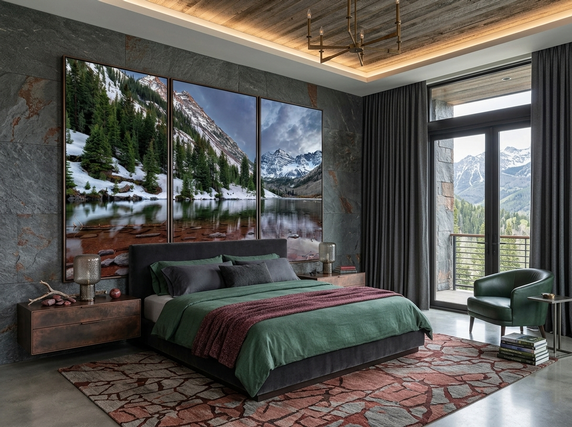 large wall art by jongas in a modern luxury bedroom