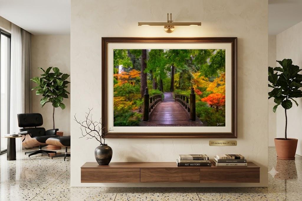 Memory Lane Print by Eddie Jongas on wall framed in holistic interior design home