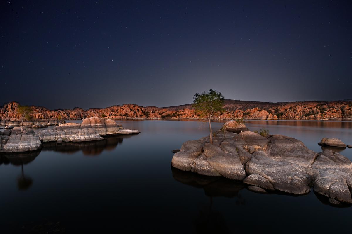 watson lake luxury fine art at night rocks and stars