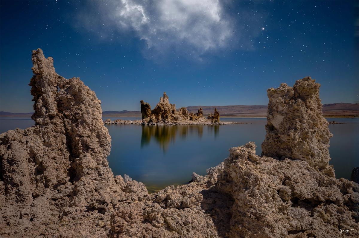 tufas in Mono Lake in Eastern Sierra night photography fine art by Eddie Jongas