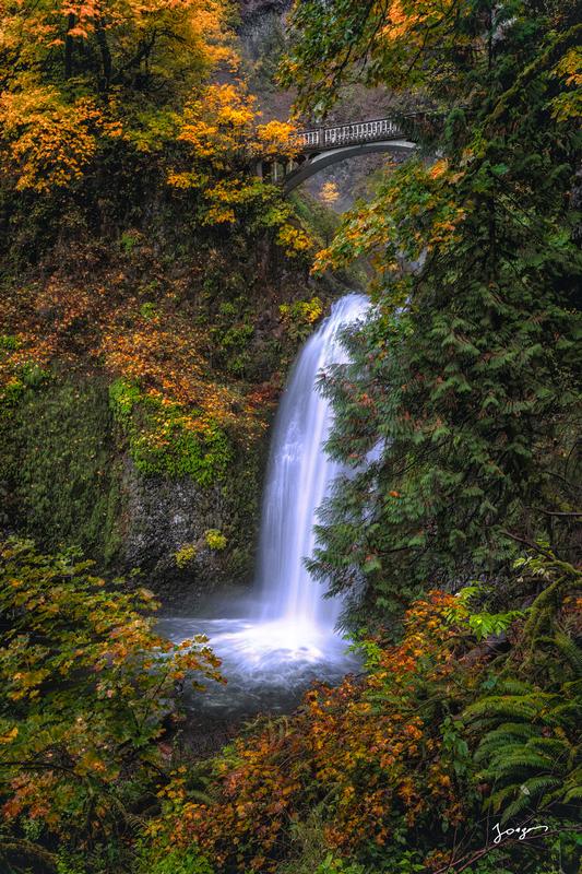 multnomah waterfall photography for sale fall colors