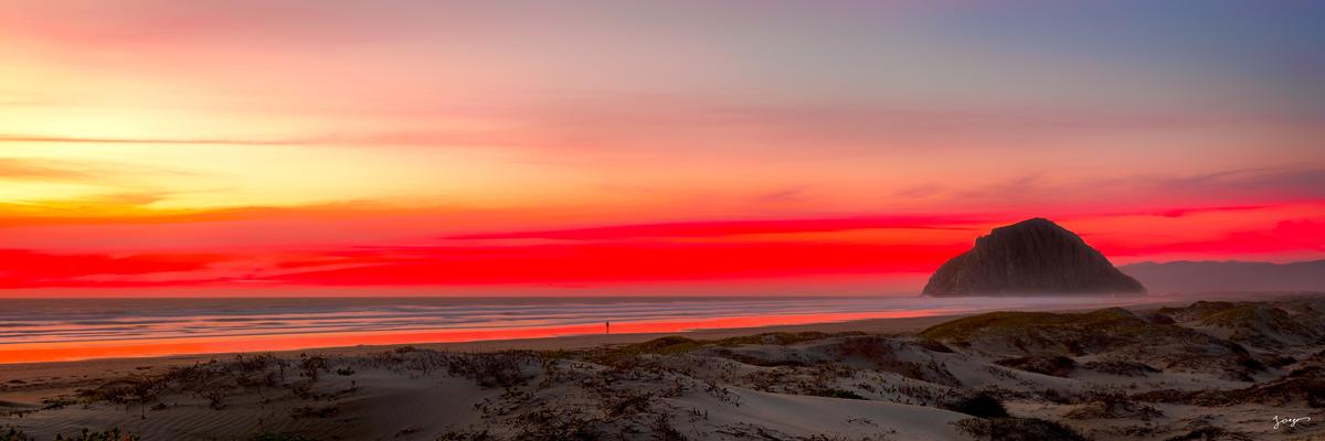 fine art photography during sunset morro bay beach with rock