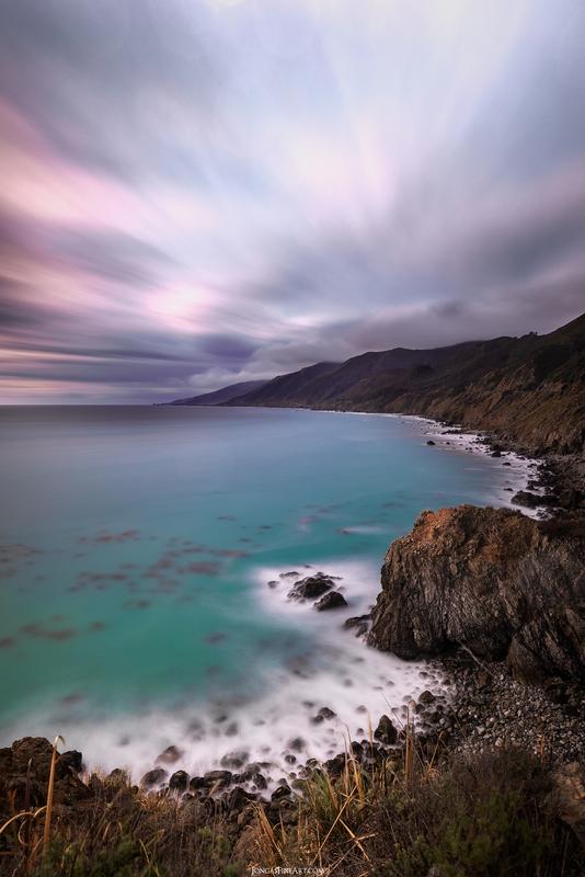 Big Sur photography during rain coastline with clouds