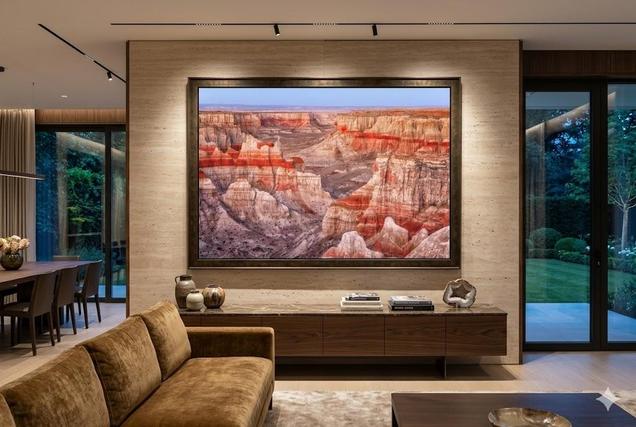 Red Erosion Southwest fine art photography print framed on wall in luxury home