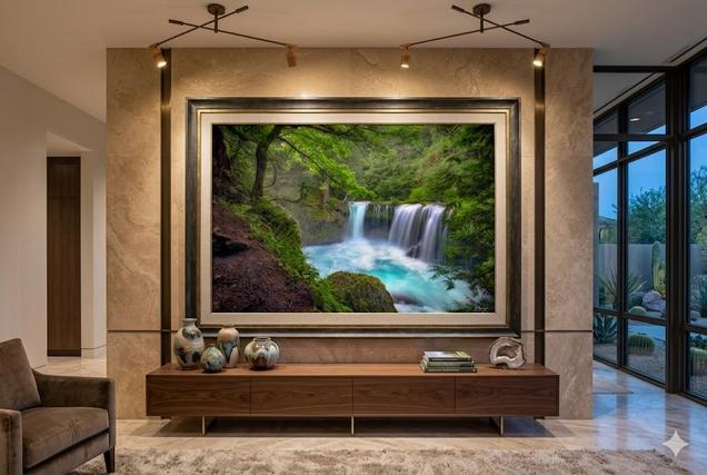 modern fine art photography print secret stream by Eddie Jongas framed on wall in the waiting room