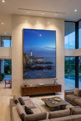 silent night trumasterpiece by eddie jongas displayed on a wall in luxury home