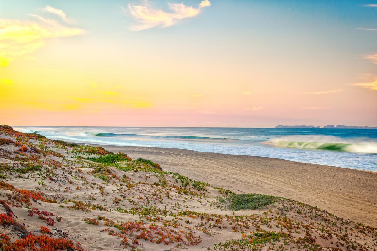 California beach as art prints for sale pastel colors 