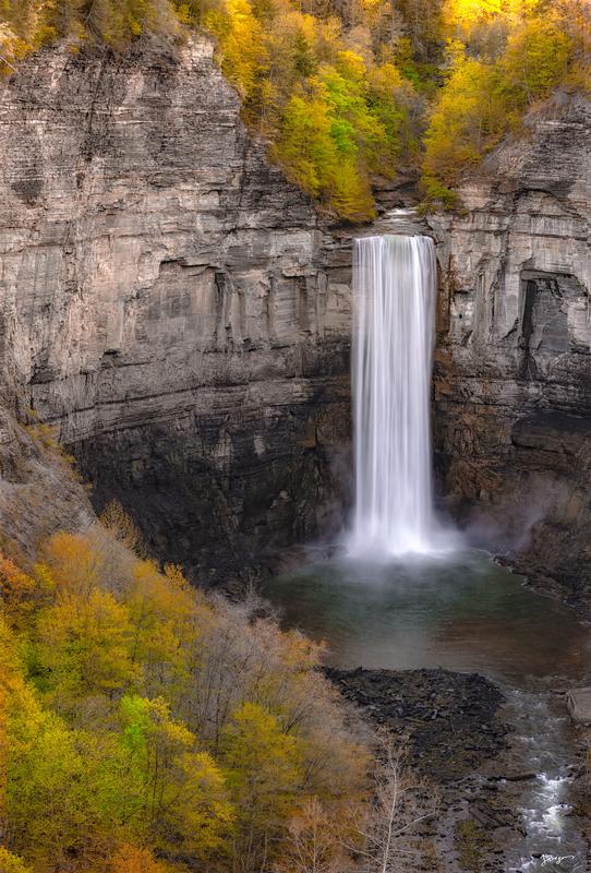 Taughannock Falls 215 foot waterfall in spring morning light Finger Lakes New York  fine art photography print by Eddie Jongas