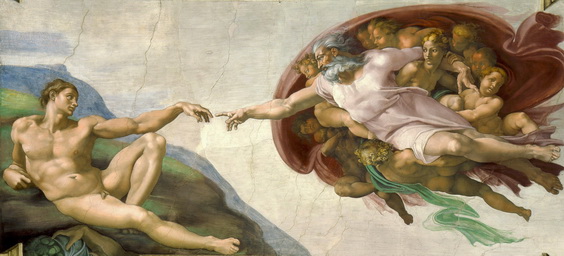 The Creation of Adam by Michelangelo, Sistine Chapel ceiling, 1508–12 — Vatican