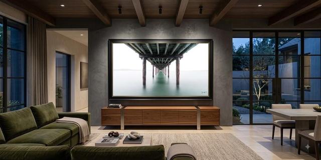 unnamed 995 artwork by Eddie Jongas framed on wall in a luxury living room